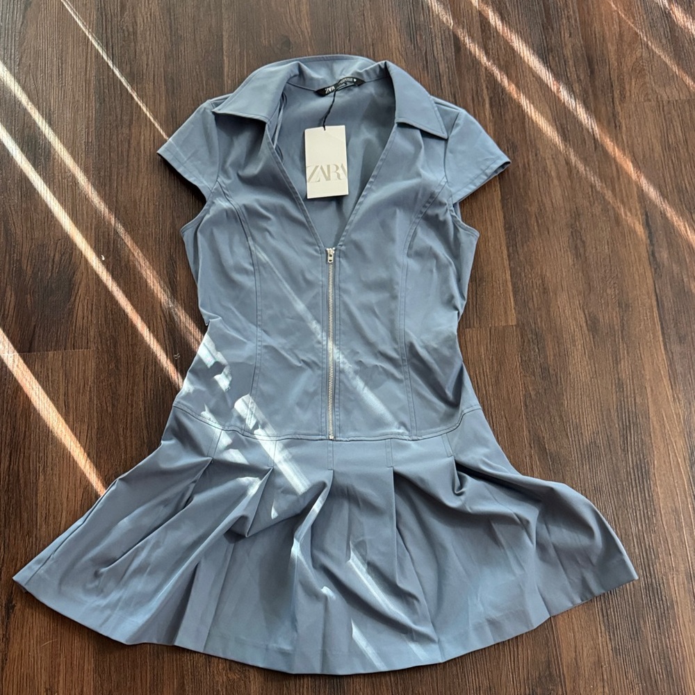 Zara Women's Gray Mini Dress with Zip Detail